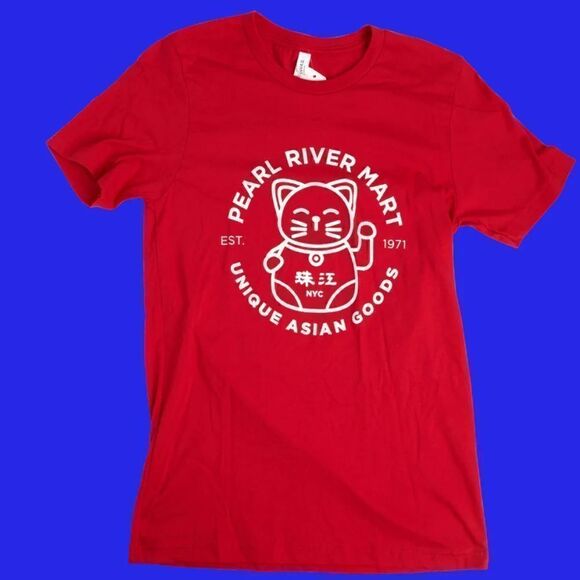 NWT Pearl River Mart Lucky Cat T-Shirt, Red Canvas L Cotton Short Sleeves Unisex - Picture 8 of 8